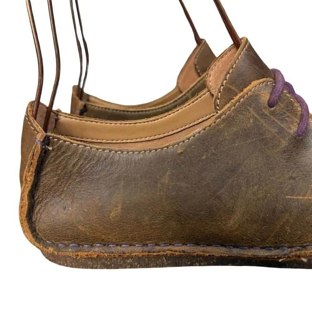 Clarks Unstructured Janey Mae Brown Leather Lace Up Oxford Shoes Comfort sz 8.5
